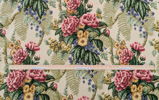 Scalamandre Old World Weavers Romsey Multi/ Creme Cotton Floral Print Fabric - White - By The Yard