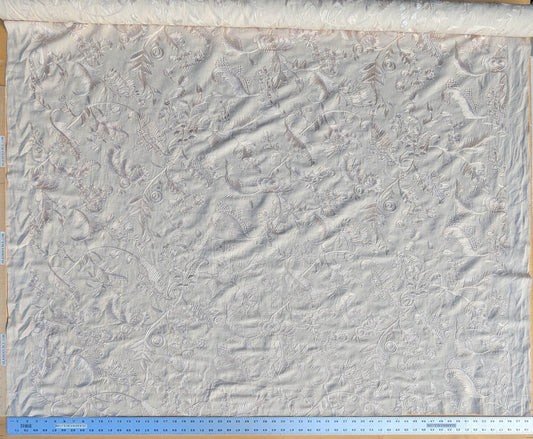 Dauphine Hand Embroidery Linen Cotton Crewel Oatmeal - Natural White - By The Yard