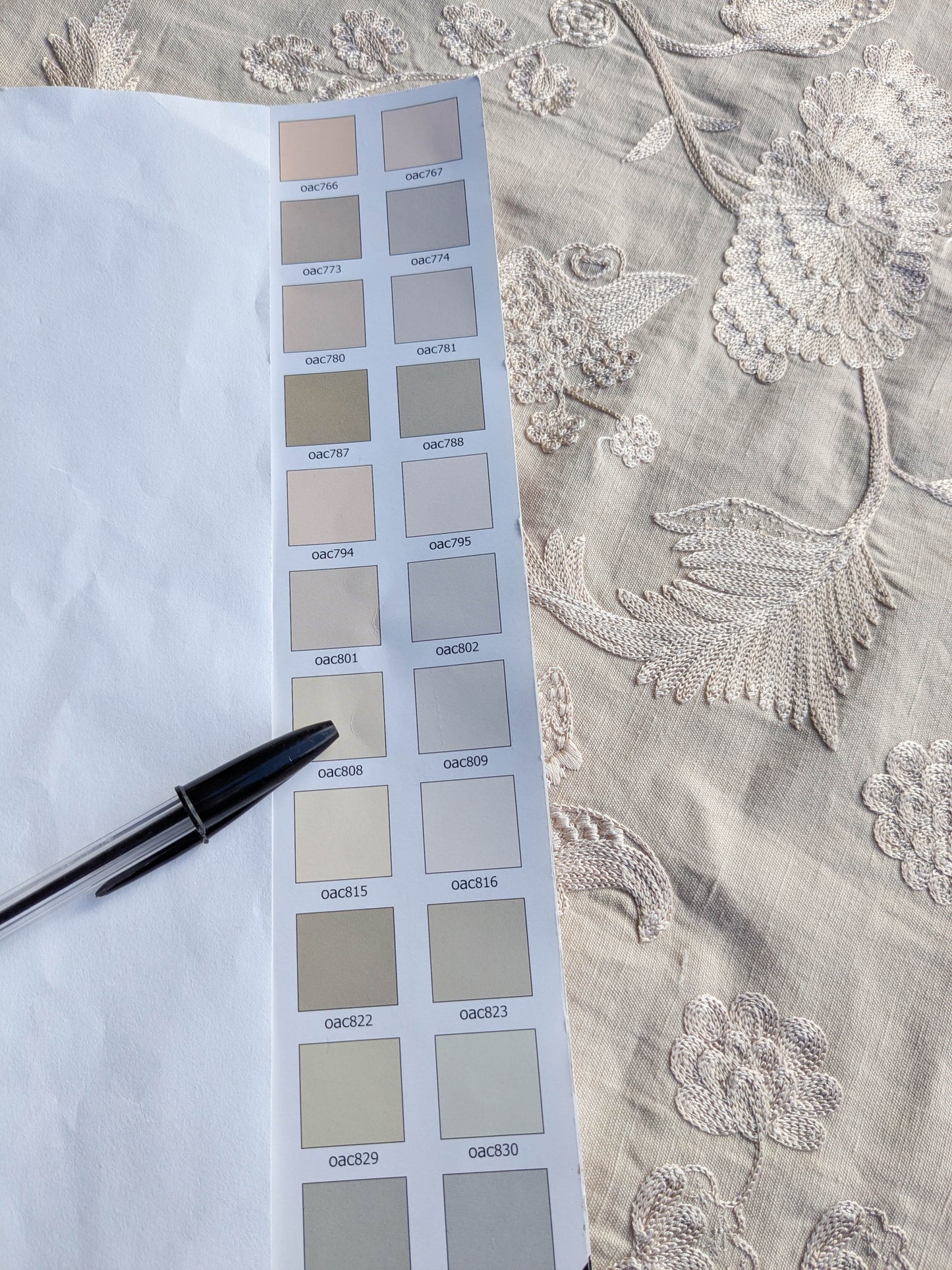 Dauphine Hand Embroidery Linen Cotton Crewel Oatmeal - Natural White - By The Yard