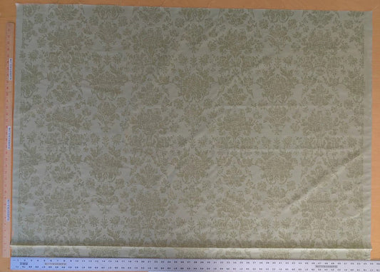Windsor Castle Renaissance Resist Print Silk Damask Fabric - Sage Green on Celery - By The Yard