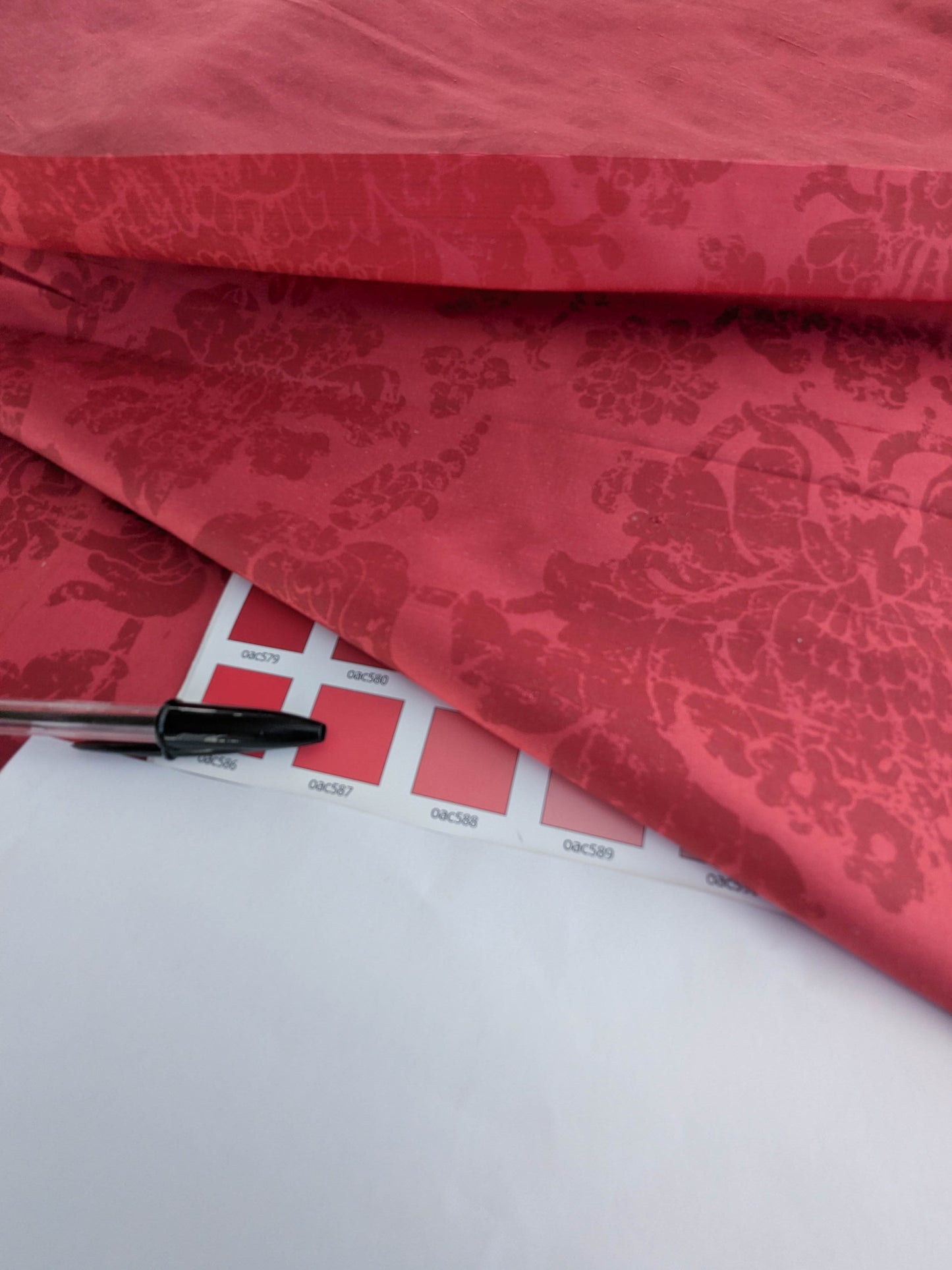 Windsor Castle Renaissance Resist Print Silk Damask - Ruby Red - By The Yard