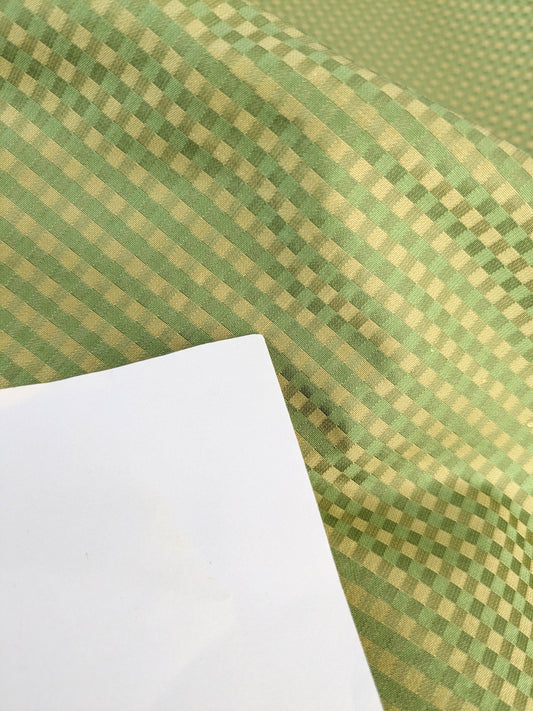 Sparkle Silk Mini Plaid Iridescent Jacquard Silk Fabric - Green - By The Yard