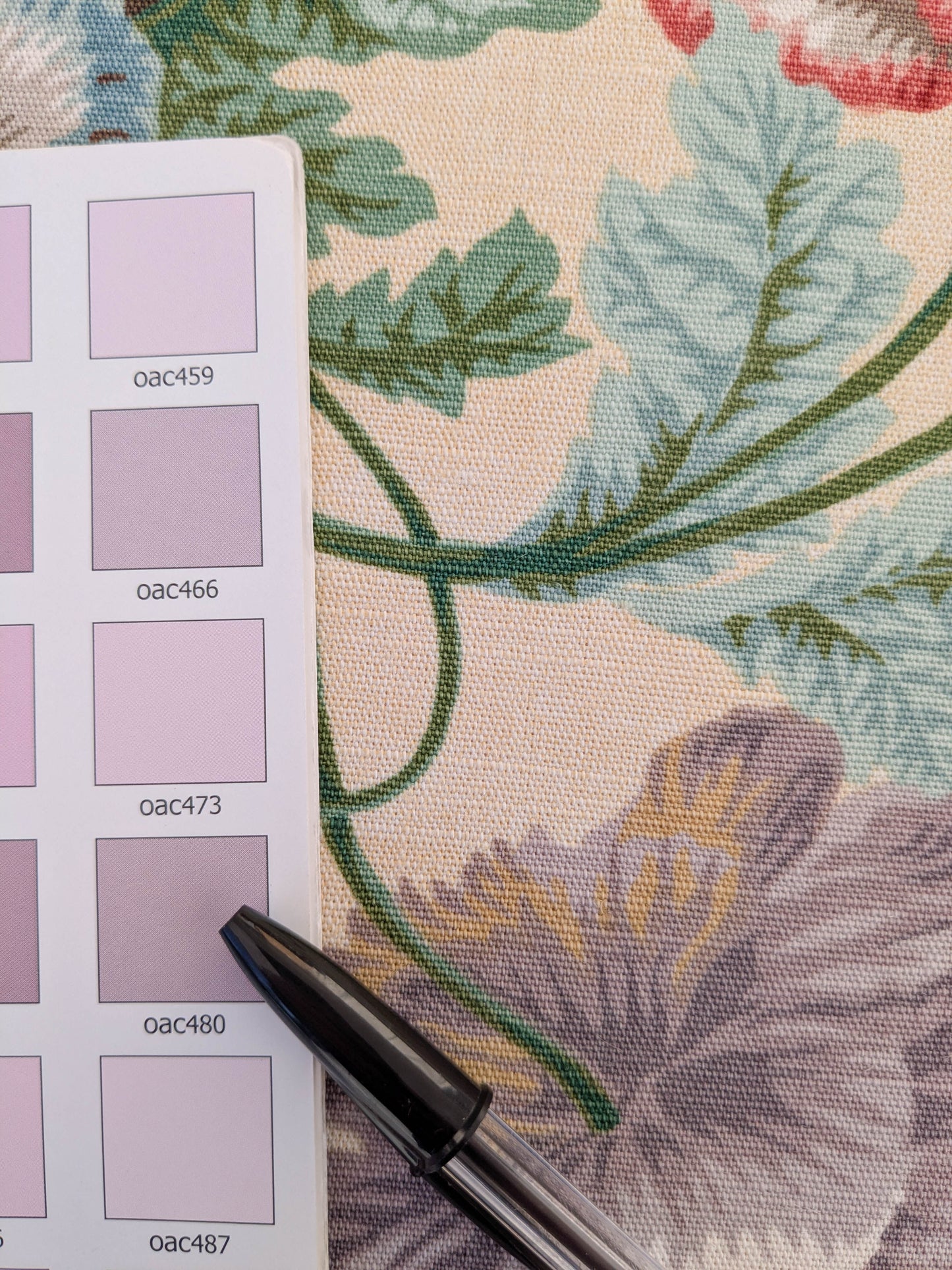 Thames Large English Garden Dalia Poppy Bouquet Print Pink Green Red on Maize Gold 1886