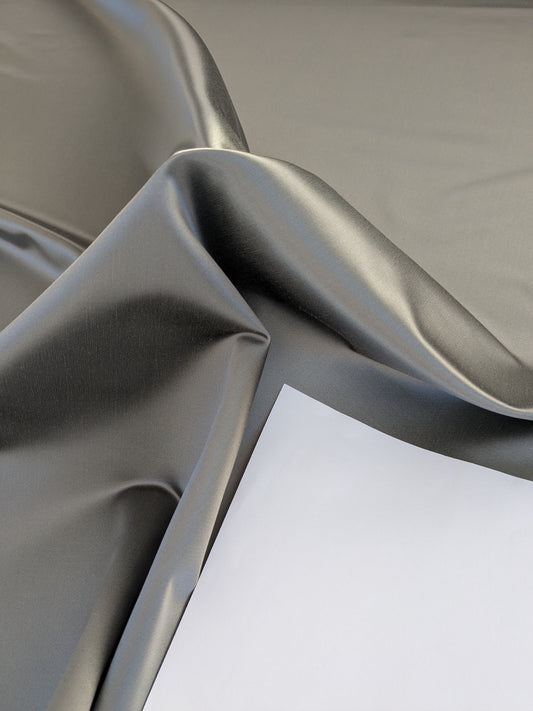 Mirror Lake Silk Satin with Cotton Smooth - Midnight Black - By The Yard