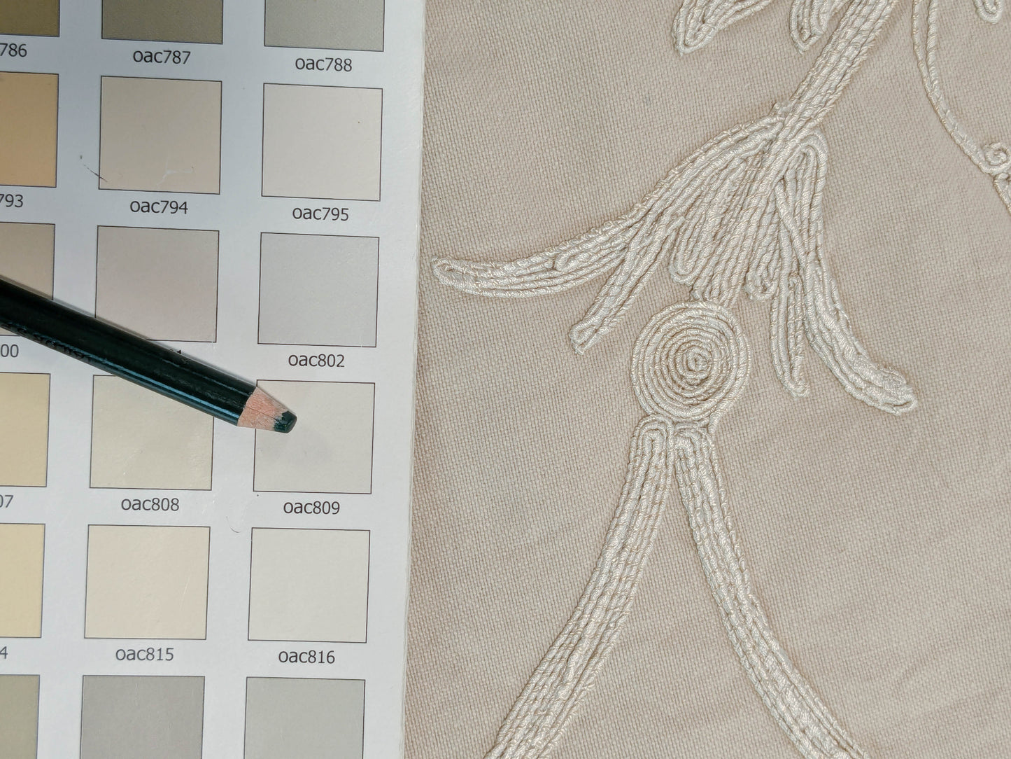 Melody Embroidery Crewel on Cotton in Natural Romantic Vine- By The Yard - MSRP USD328/y
