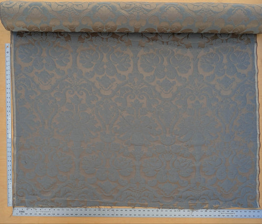 Botticelli Brocade Damask Slate Blue Silk Linen Blend Historical Heavy - By The Yard - MSRP USD 398/y