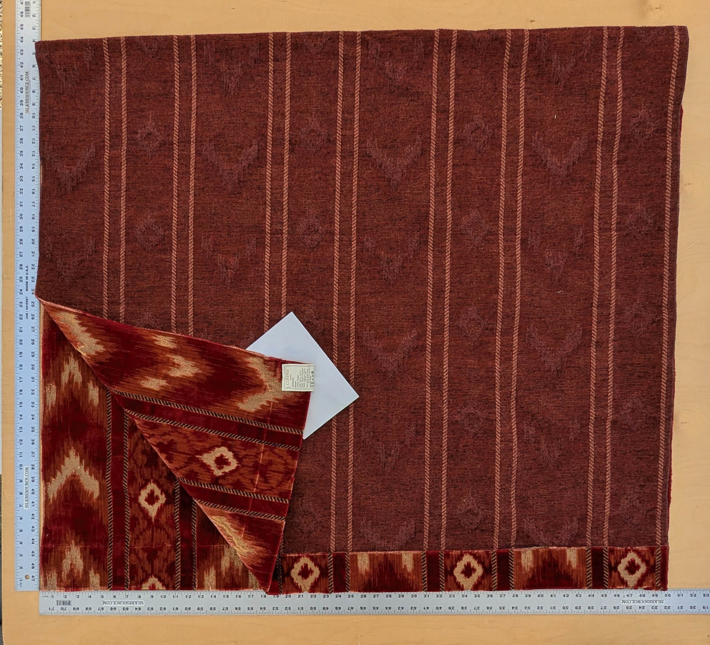 Scalamandre Kailash Rosso Red Ikat Stripe Chevron Silk Velvet - 2.4 yards - MSRP USD 1958/y