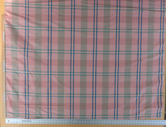 Scalamandre Fasianella Pink Plaid Silk - Blue Yellow Pink - By The Yard
