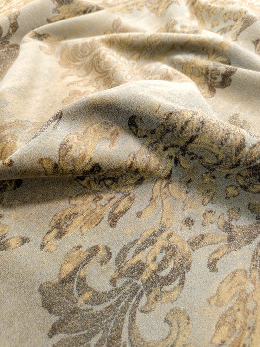 Venice Deep Teal Velvet Rich Blue Printed Renaissance Damask Radiance - By The Yard - Special Order