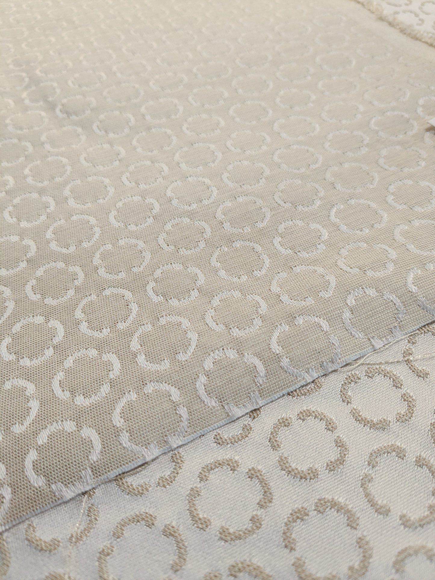 Scalamandre Lelievre Paris Circe Ivoire Ivory Circle Small Scale Geometric Jacquard Cotton Polyester MSRP USD 224/y