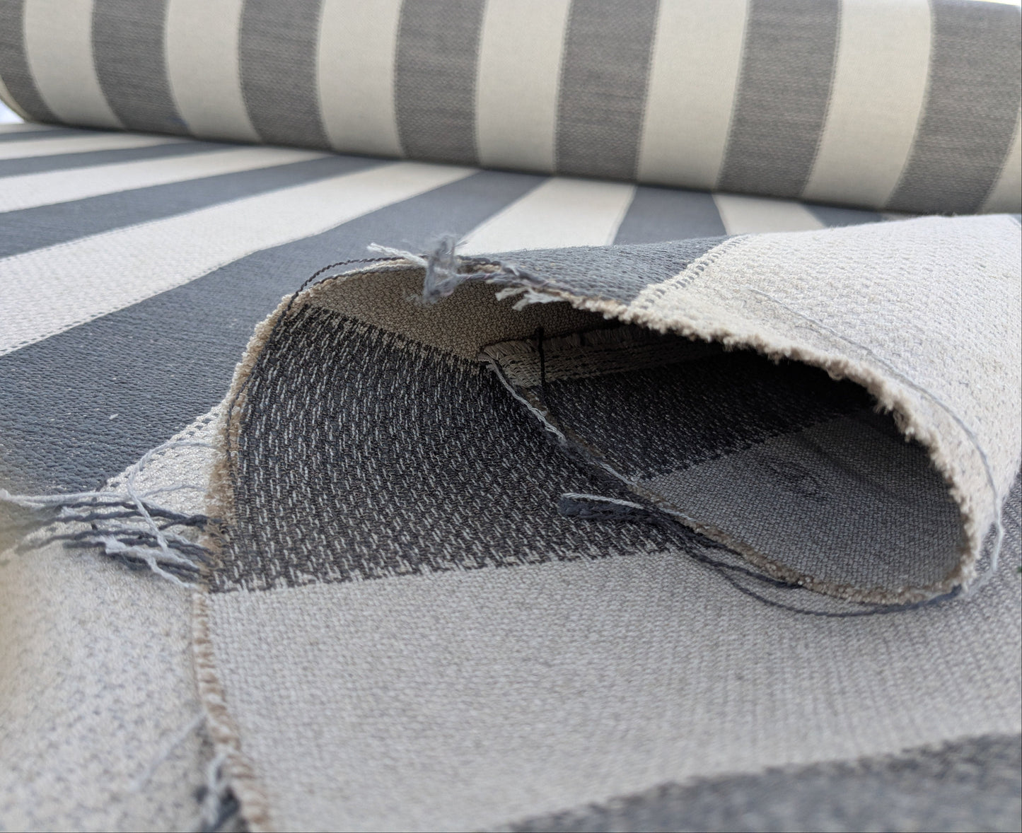 Scalamandre Indy Charcoal Black White Linen Cotton Blend Texture Stripe Sophisticated Heavy Duty - By The Yard