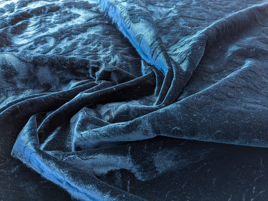 By yard Palazzo Grassi Gaufrage Silk Cut Velvet 100% Silk Pile Renaissance Damask Midnight Blue Pure Lux MSRP USD1000+/Y