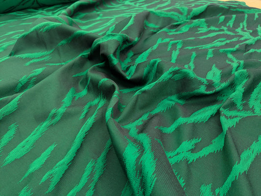 Jungle Zebra Safari Cheetah Tiger Silk Lampas Emerald Green Animal Skin By Yard