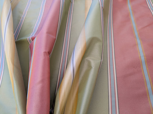 Travers Summer Days Silk Stripe Rainbow Watermelon Red Pink Meadow Green Yellow Gold - By the yard