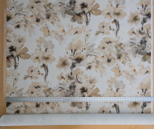 Scalamandre Lynton Almond Brown White 100% Cotton Floral - By the yard