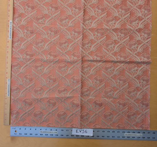 58 EV56 Square 26"x27" Scalamandre Boutonniere Leaf Pink Renaissance Small Scale Berry Pomegranate Jacquard Cotton Linen MSRP USD 402/y