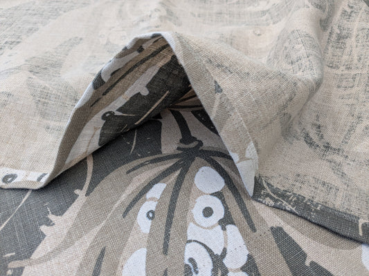 62 EV56 Scalamandre Grey Watkins 1.2 yards Tropique Stone Gray Brown White Tropical Botanical 100% Linen MSRP USD 558/y