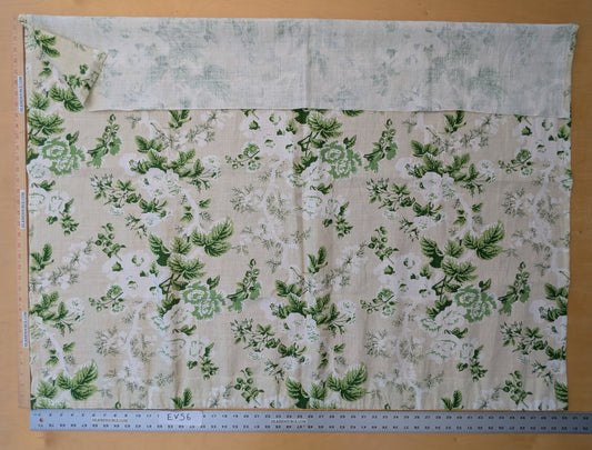 63 EV56 1.1yards Scalamandre Ascot Linen Print Verdure Floral Print Green Beige White MSRP USD 606/y