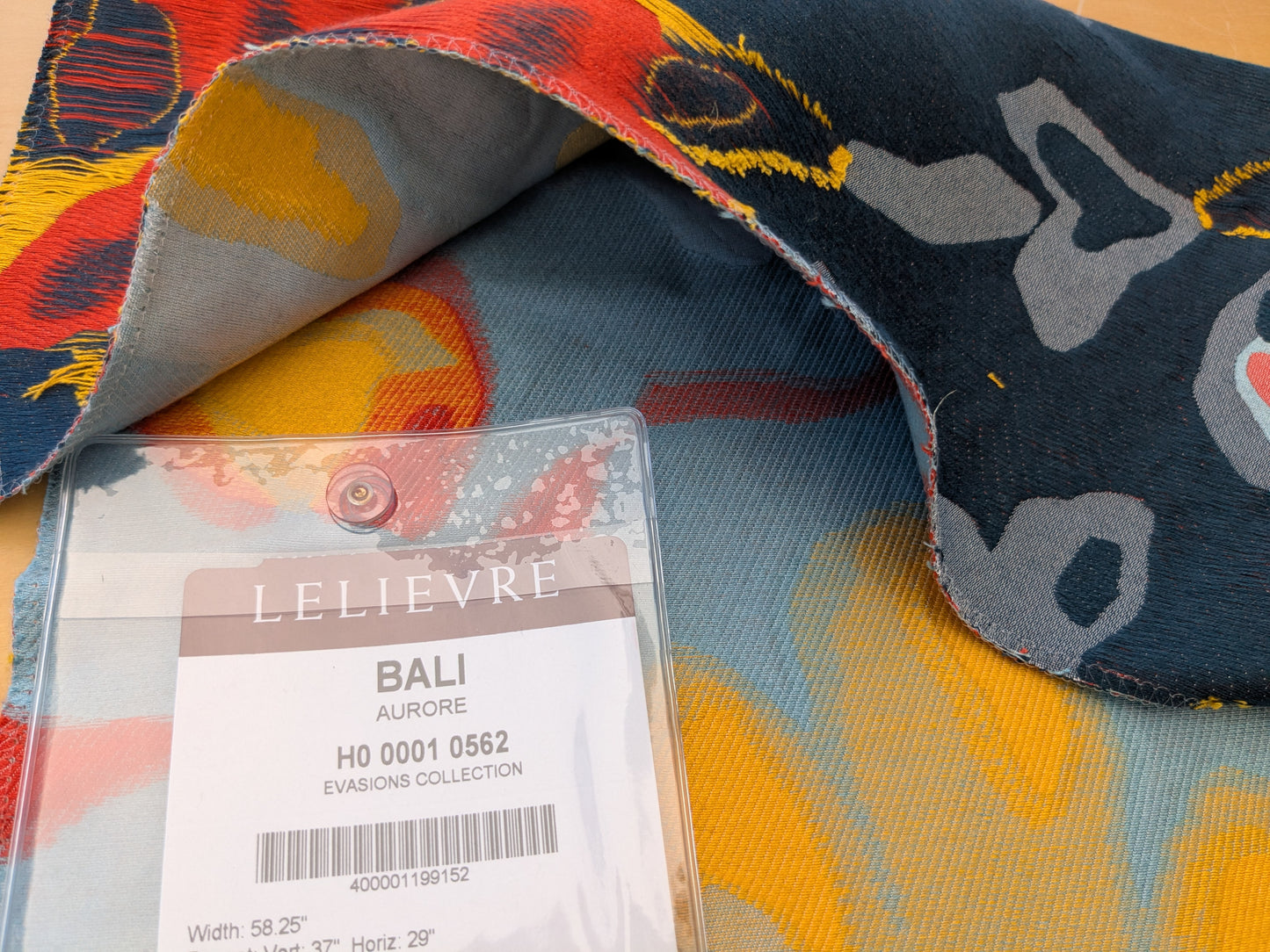 27"x27" Scalamandre Lelievre of Paris Woven Bali Aurore Blue Yellow Orange White MSRP USD 696/y - 71 EV56