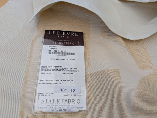 25"x 27" Scalamandre Lelievre Stabile Ivoire Ivory Cream Geometric Large Jacquard Linen Cotton -80 EV56