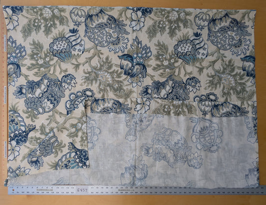 2.4 yards Scalamandre Canterbury Linen Print Sky Blue Beige White Jacobean Tree of Life MSRP USD504/y