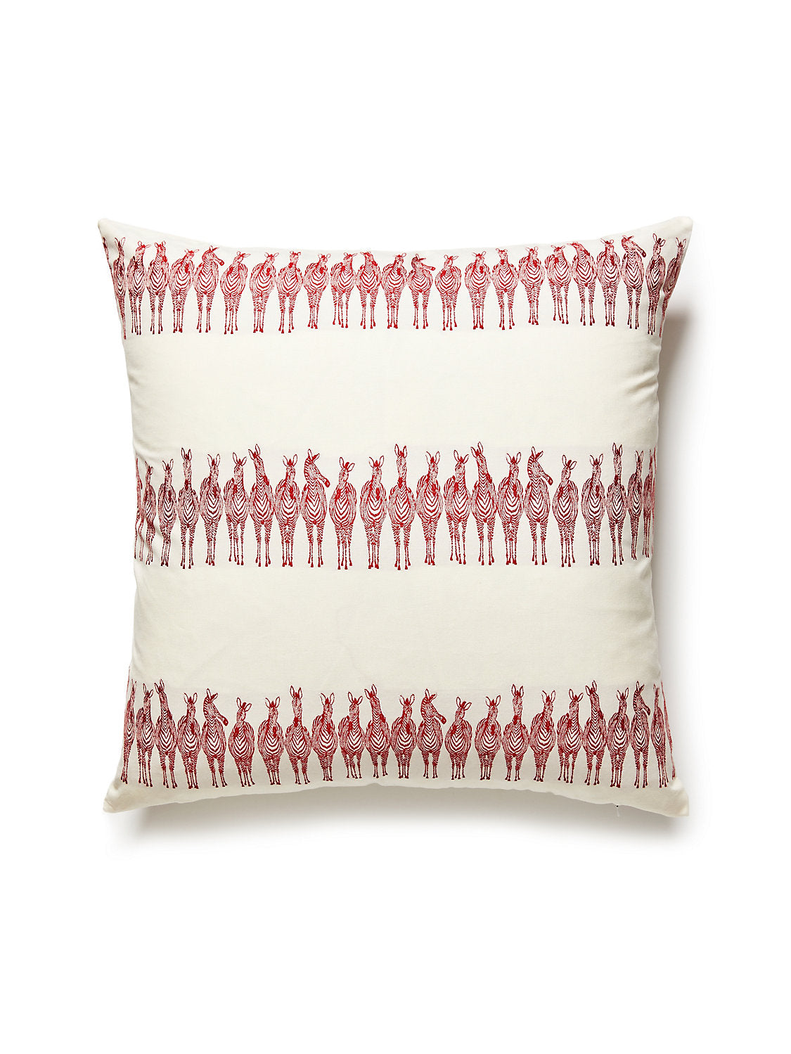 Scalamandre Zebras on Parade 22 X 22 - Red Decorative Pillow