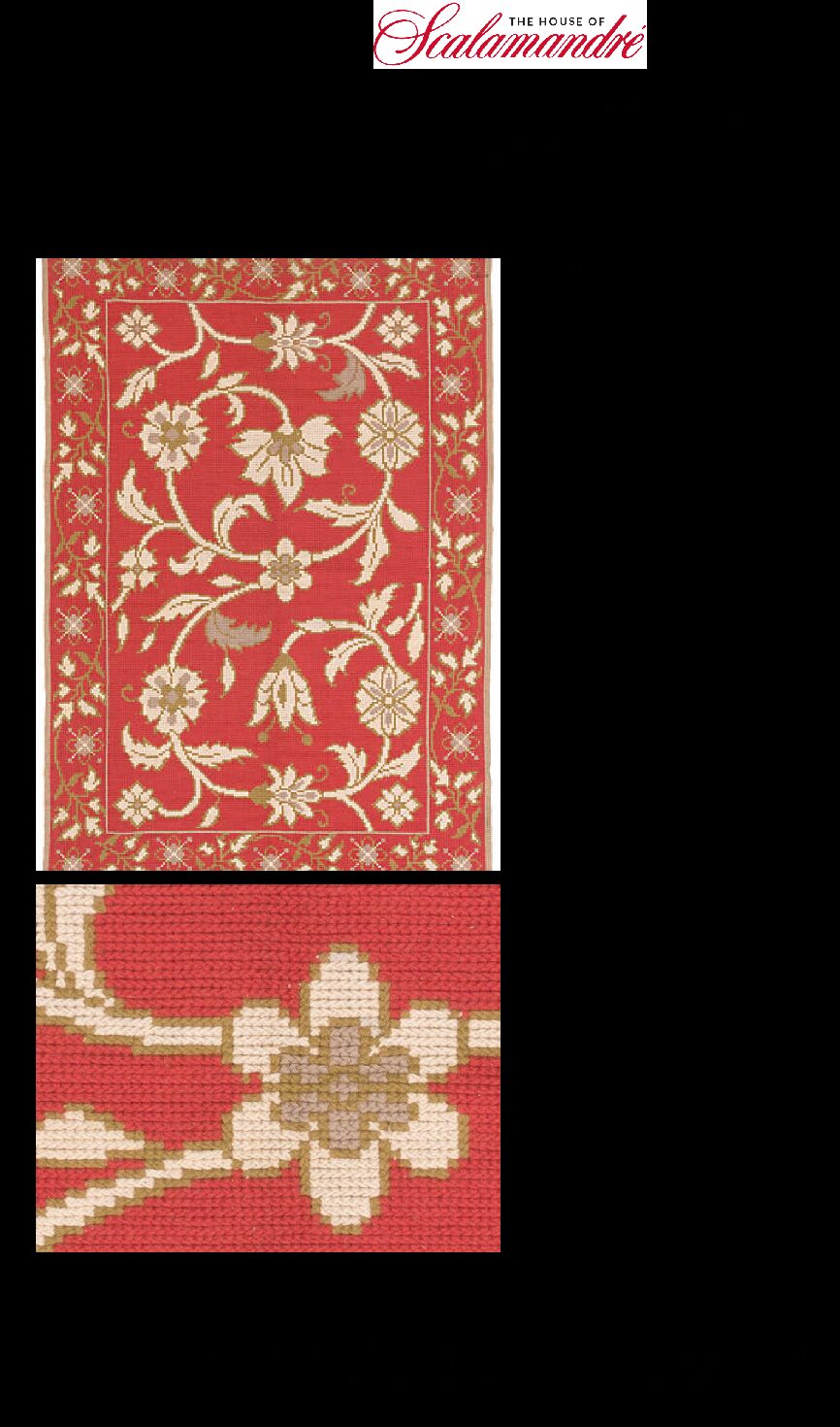 Stark Hodos Indian Red Rug 100% Wool Flat Weave Red Beige/Cream Bronze Rose Tulip Lily Floral MSRP 1800