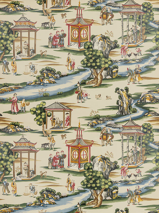 Scalamandre Shanghai Multi on Tea Stain Wallcovering