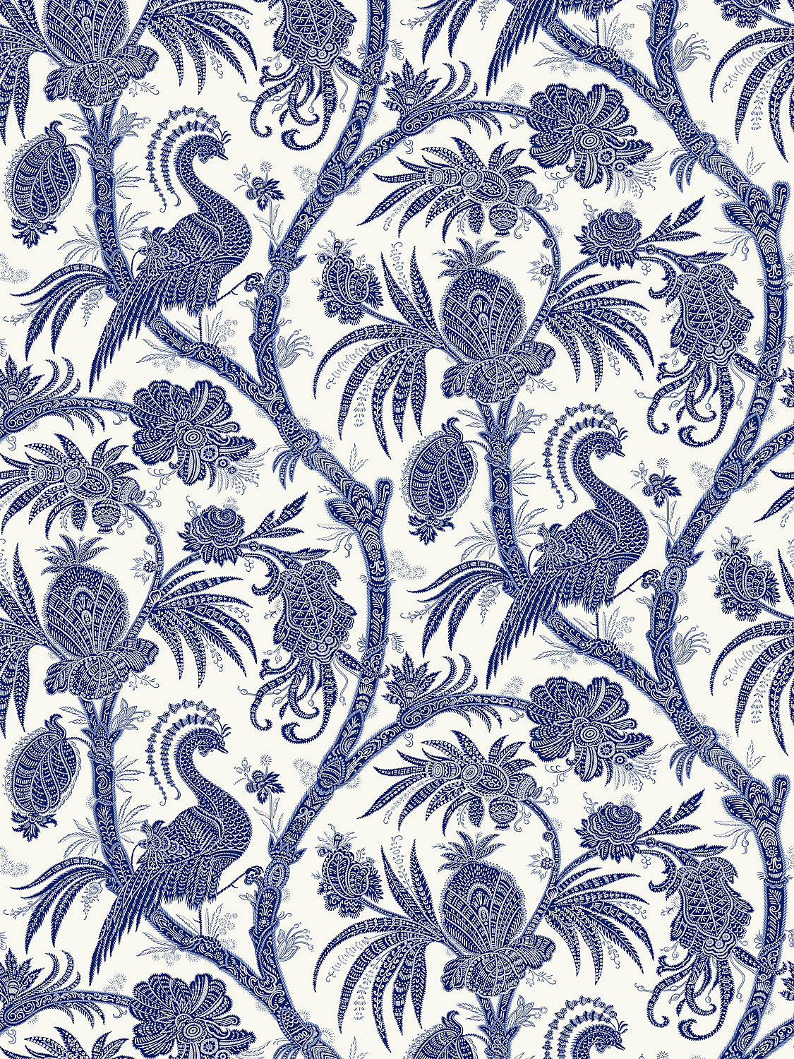 Scalamandre Balinese Peacock Indigo Wallcovering