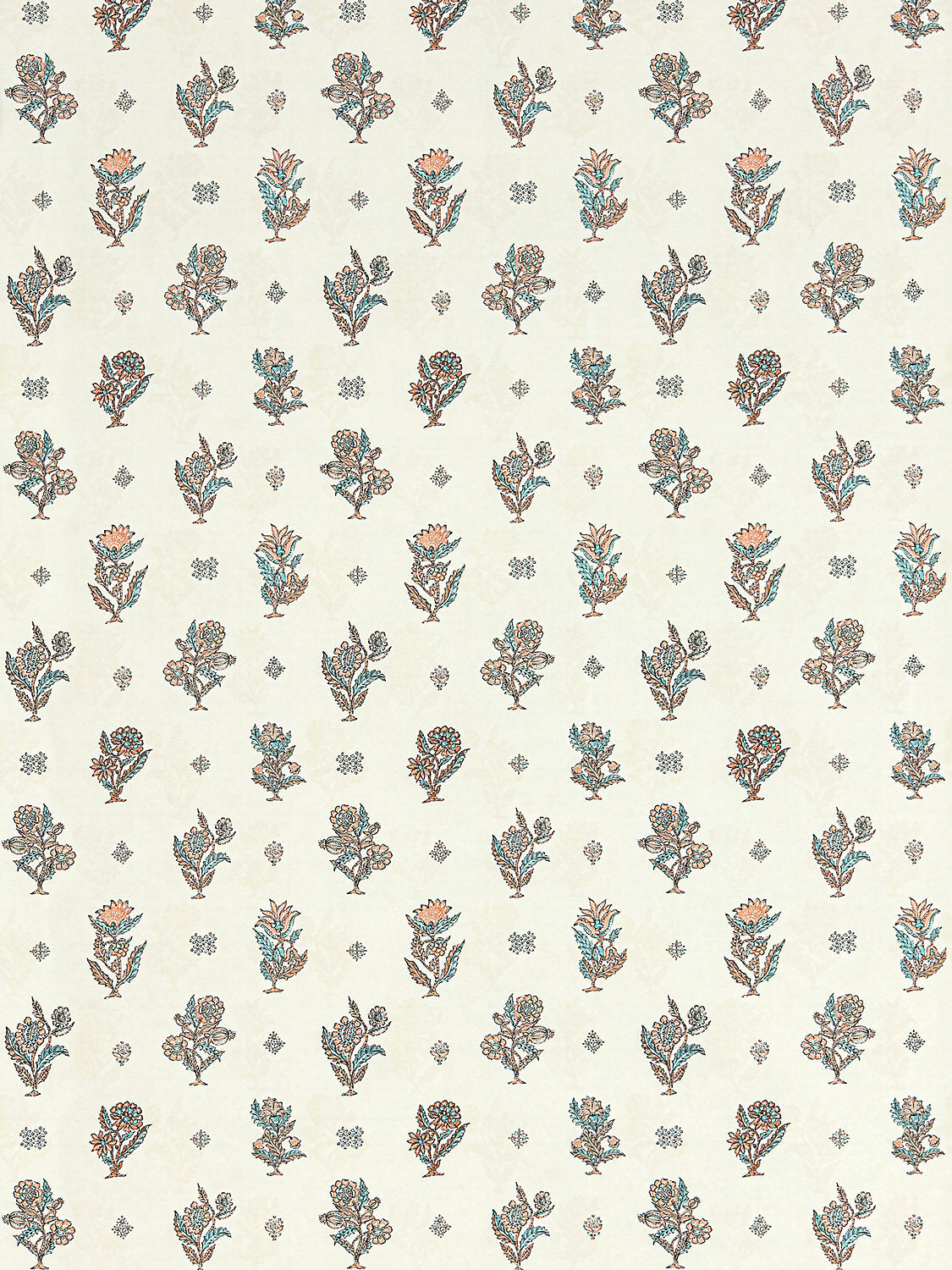 Scalamandre Calico Peach Aqua Wallcovering