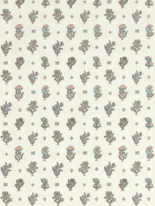 Scalamandre Calico Peach Aqua Wallcovering