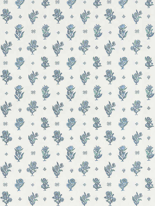 Scalamandre Calico Marine Teal Wallcovering