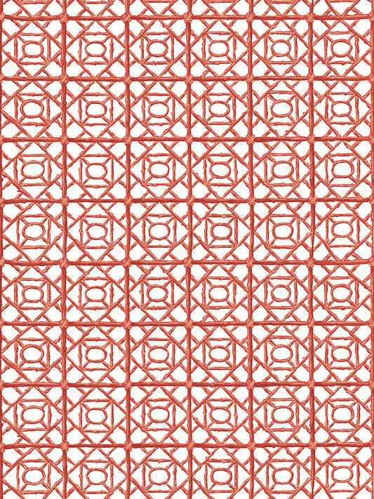 Scalamandre Ormond Fret Lacquer Red Wallcovering