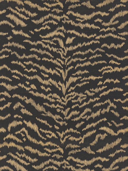 Scalamandre Tigress Printed Linen Wc Bronze on Black Wallcovering