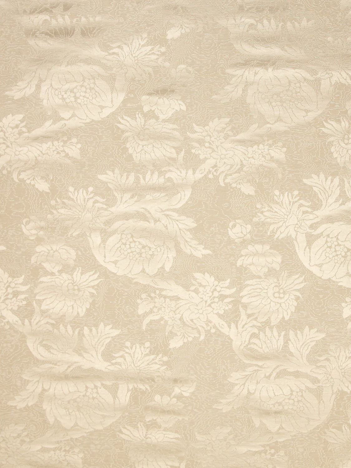 Special Order Scalamandre Damas Parc Monceau Cream Linen Cotton Damask Floral Moire MSRP USD464/y