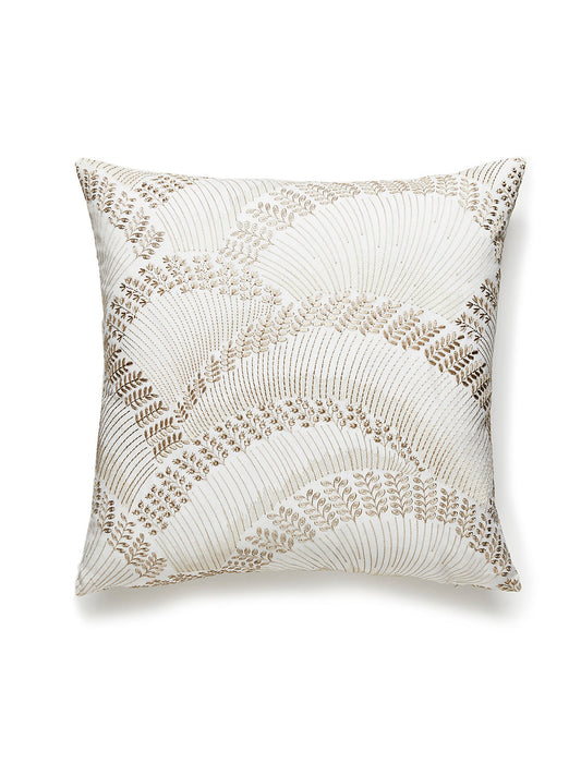 Scalamandre Lovegrass Embroidery 22 X 22 - Latte Decorative Pillow
