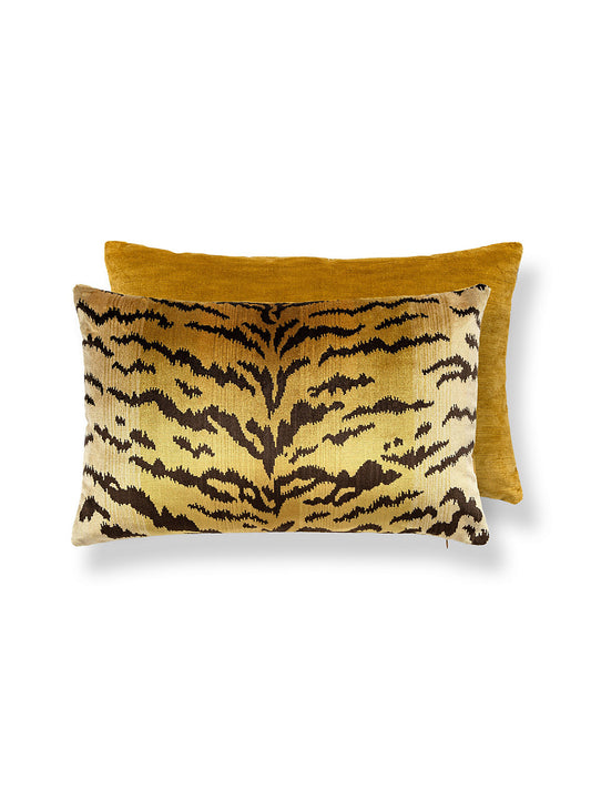 Scalamandre Tigre / Silk / Velvet 14 X 22 - Ivory, Gold & Black / Gilt Decorative Pillow