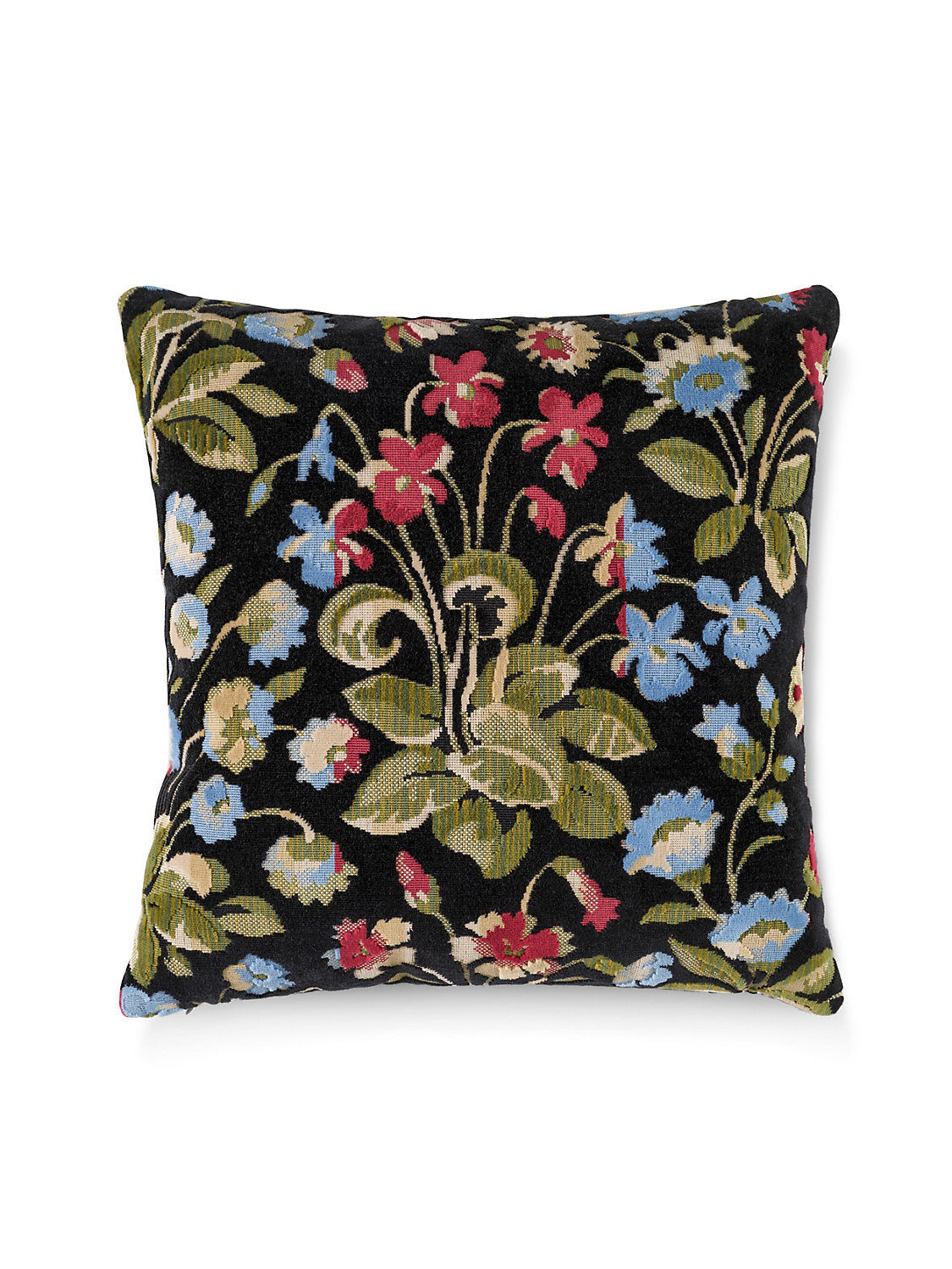 Scalamandre Millefleur Velvet 22 X 22 - Jet Meadow Decorative Pillow