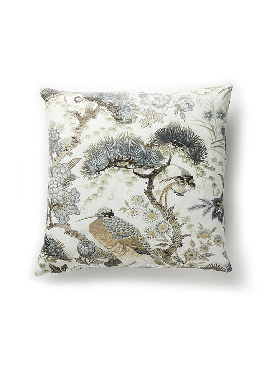 Scalamandre Shenyang Linen Print 22 X 22 - Parchment Decorative Pillow