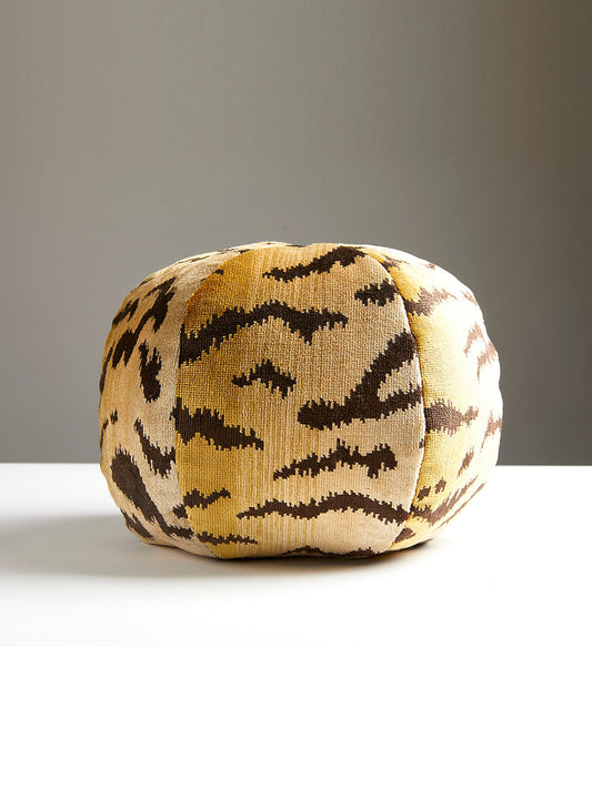 Scalamandre Tigre / Silk 12 DIA - Ivory, Gold & Black Decorative Pillow