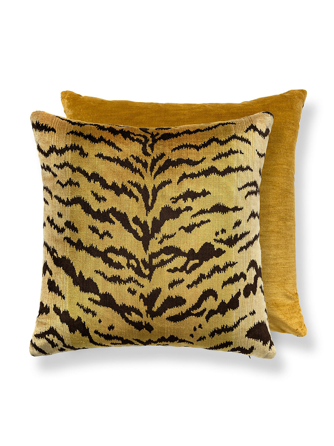 Scalamandre Tigre / Silk / Velvet 22 X 22 - Ivory, Gold & Black / Gilt Decorative Pillow