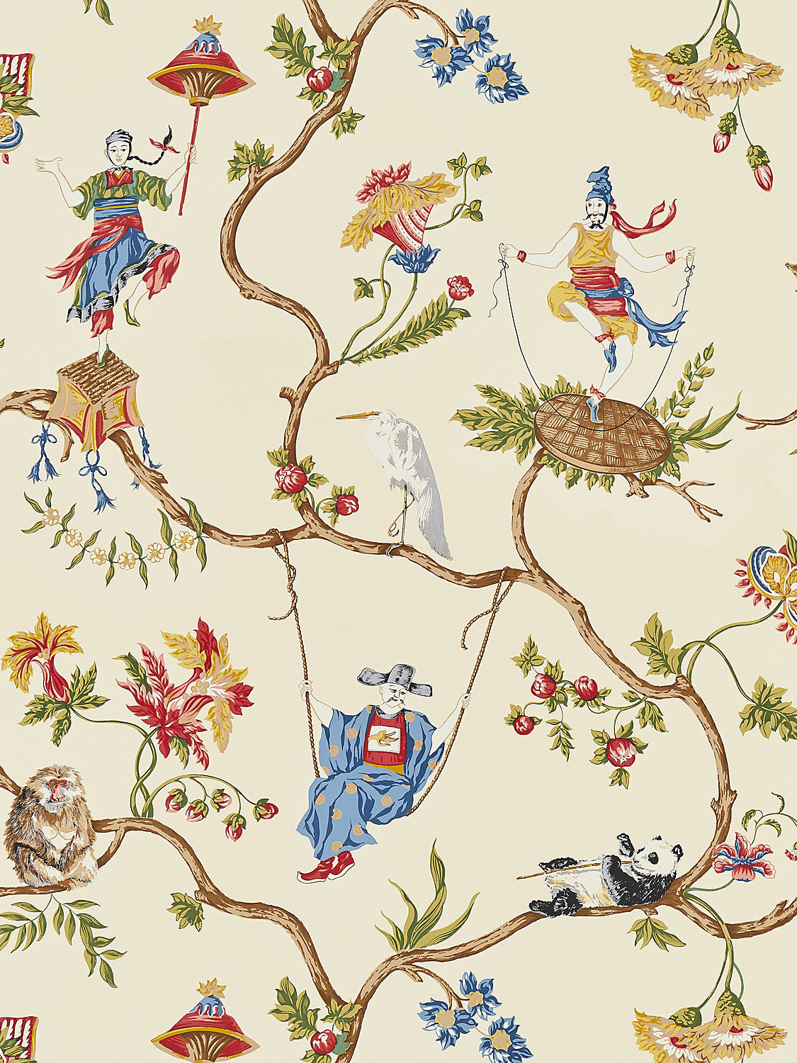 Scalamandre Ming Circus Multi on Beige Wallcovering