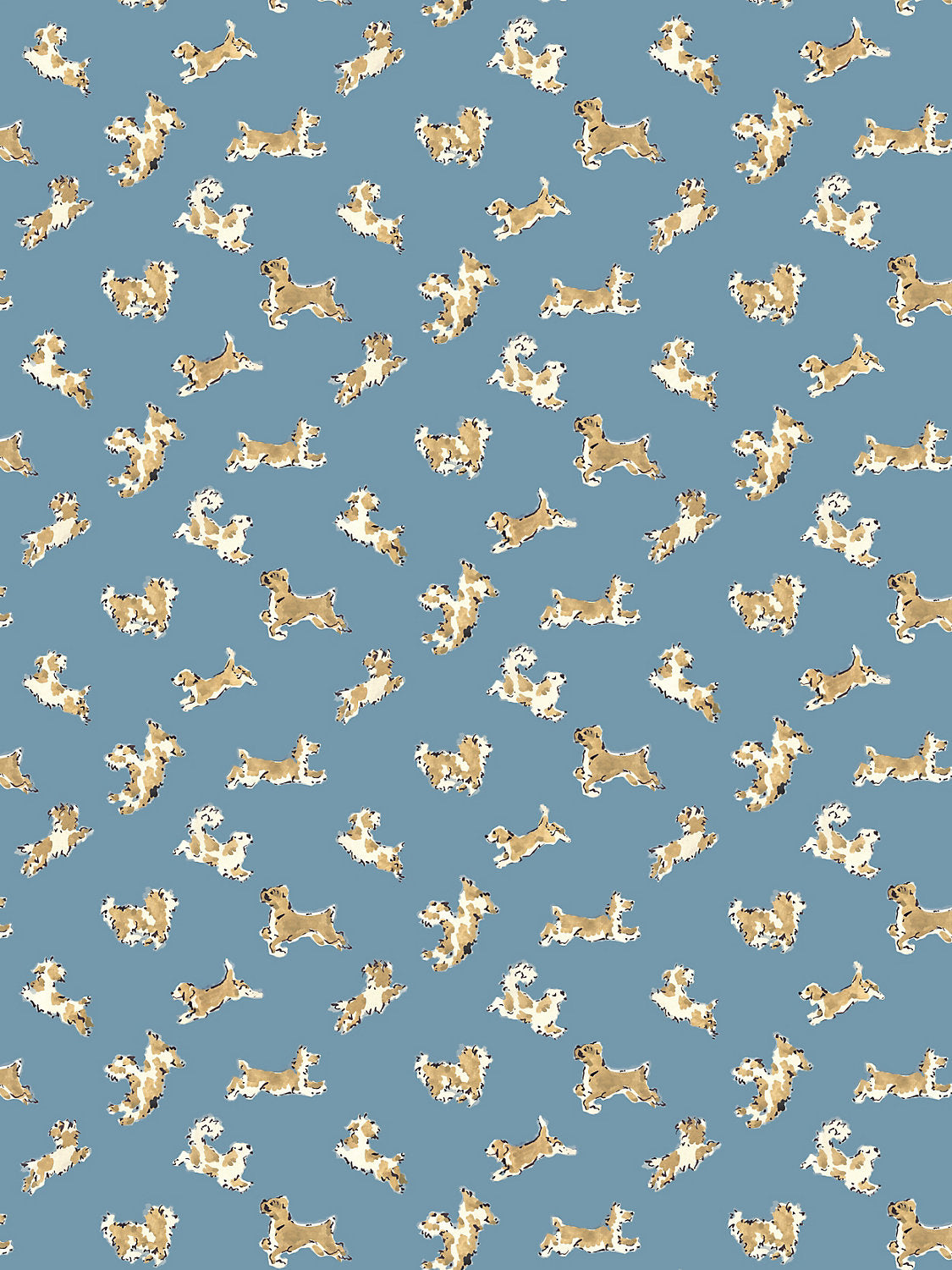 Scalamandre Fete De Chien Denim and Tan Wallcovering