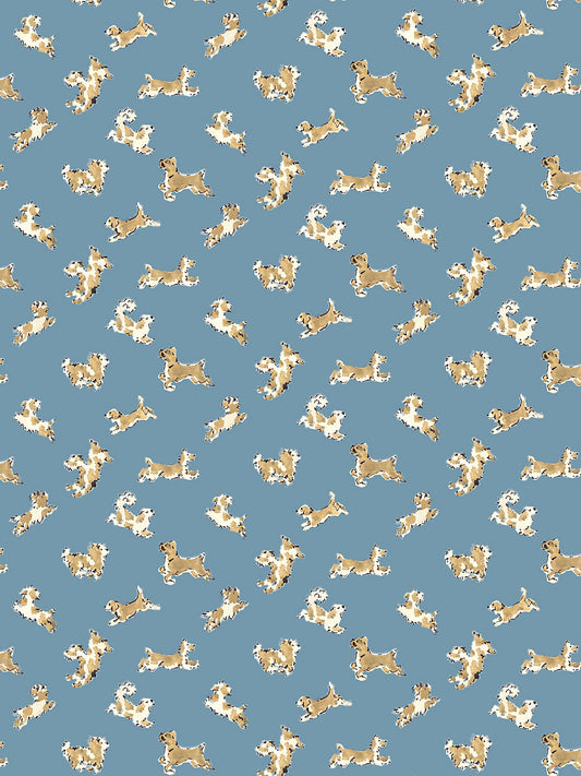 Scalamandre Fete De Chien Denim and Tan Wallcovering