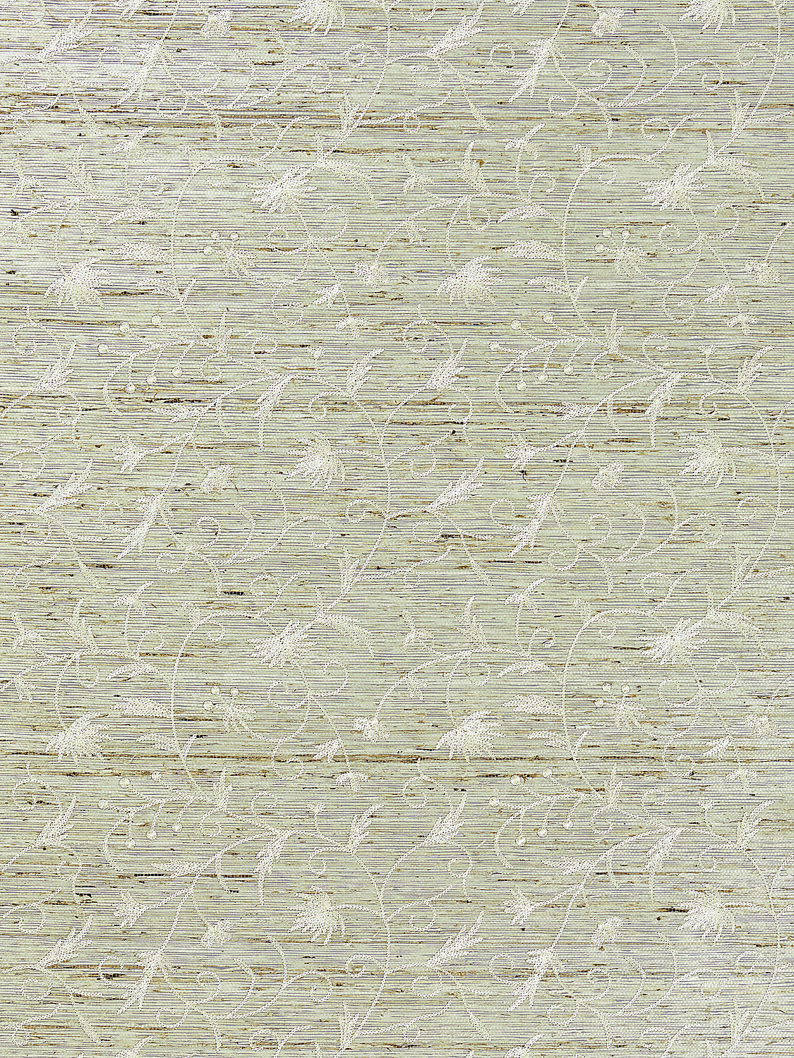 Scalamandre Olivia Embroidered Grasscloth Winter Wheat Wallcovering