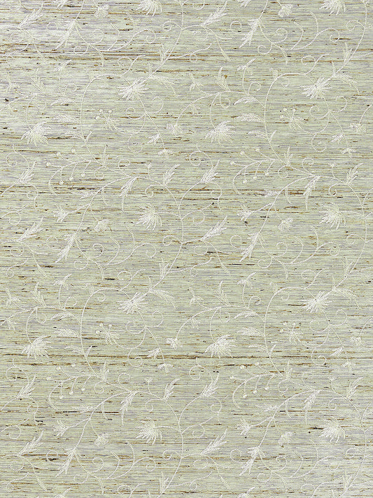 Scalamandre Olivia Embroidered Grasscloth Winter Wheat Wallcovering