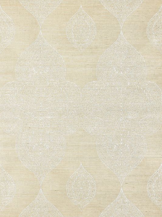 Scalamandre Taj Embroidered Sisal Chai Wallcovering