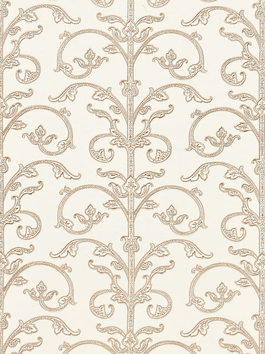 Scalamandre Saxony Scroll Latte Wallcovering