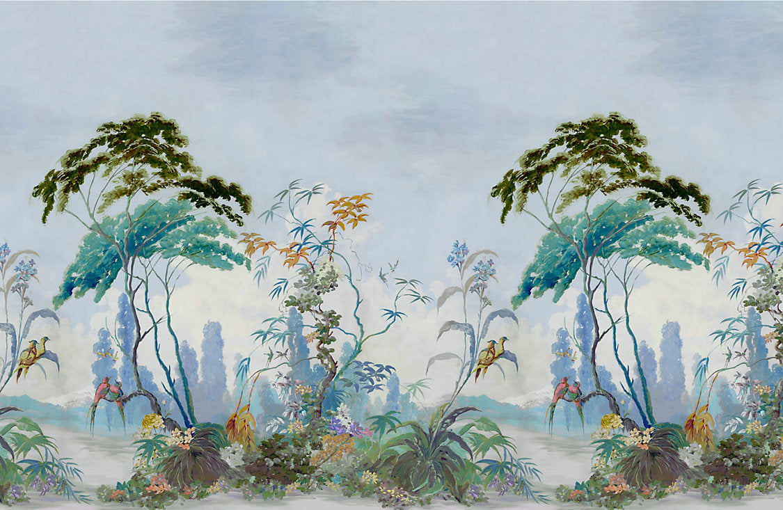Scalamandre Vembanad Mural 4 Panel Set Opal Wallcovering