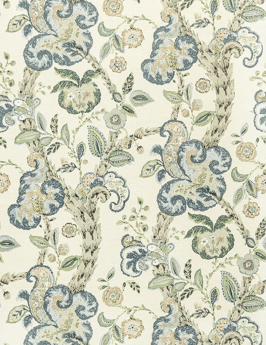 Scalamandre Cumbria Aquamarine on Ivory Wallcovering